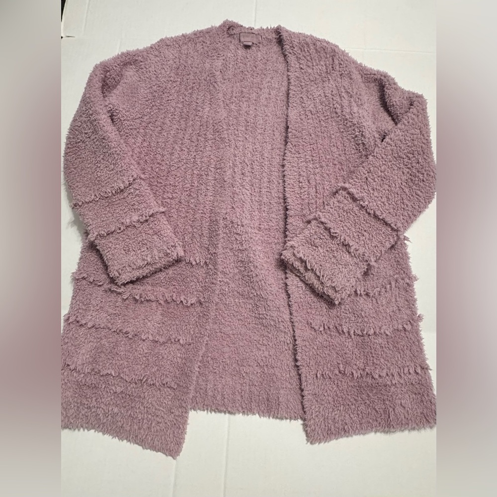 Barefoot Dreams Women Small CozyChic Boardwalk Cardigan in Orchid / Mauve Purple